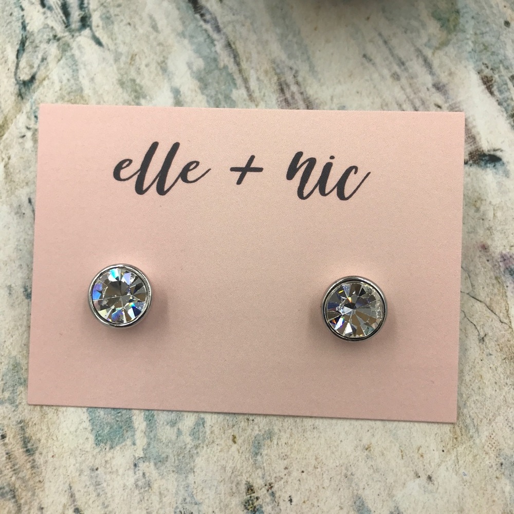 Sterling Silver Bezel Stud Earrings